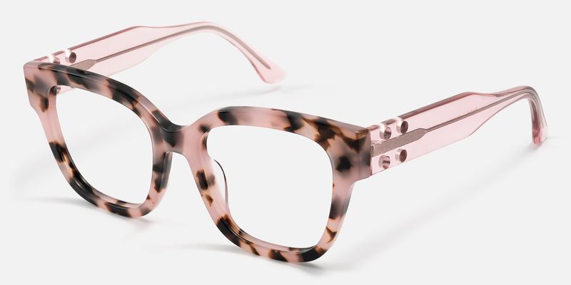 Lorette - Square Pink Eyeglasses by Vooglam