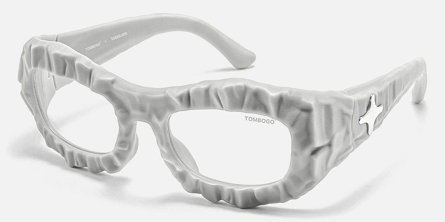 The Geologist - Bold Gray Marble Glasses by Vooglam - Front View