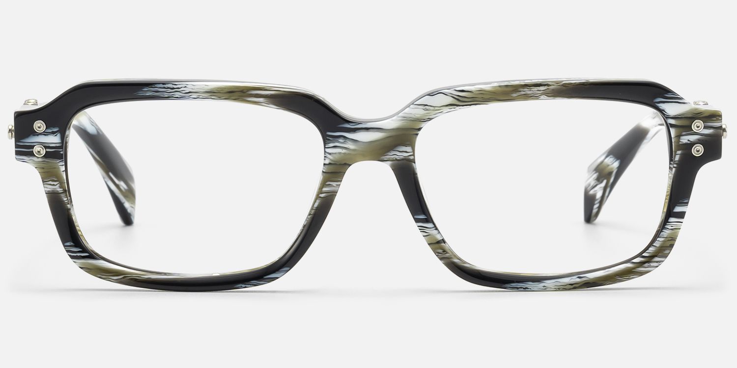 Anacortes - Gray Horn Rim Guitar Temple Glasses by Vooglam - Angle View
