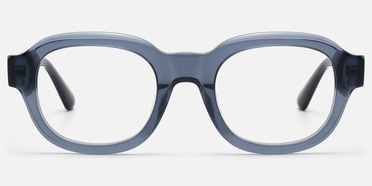 Eerie - Thick Clear Blue Acetate Round Glasses by Vooglam