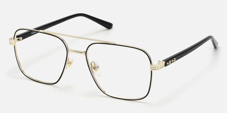 Kovar - Black And Gold Wire Frame Aviator by Vooglam