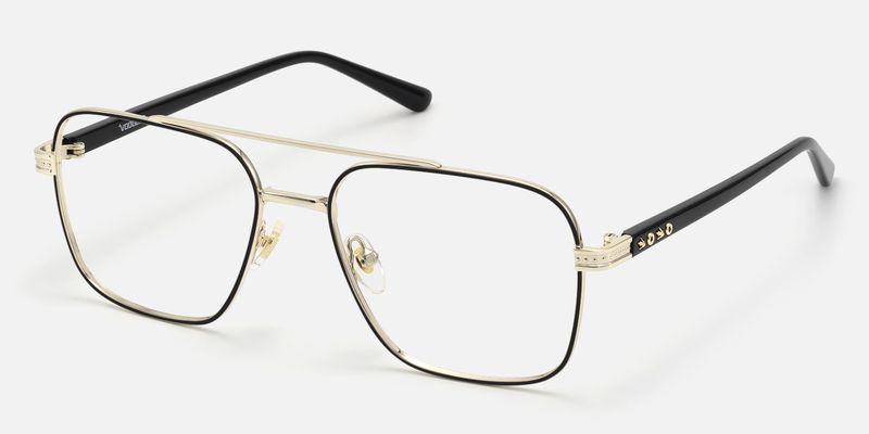 Kovar - Black And Gold Wire Frame Aviator by Vooglam