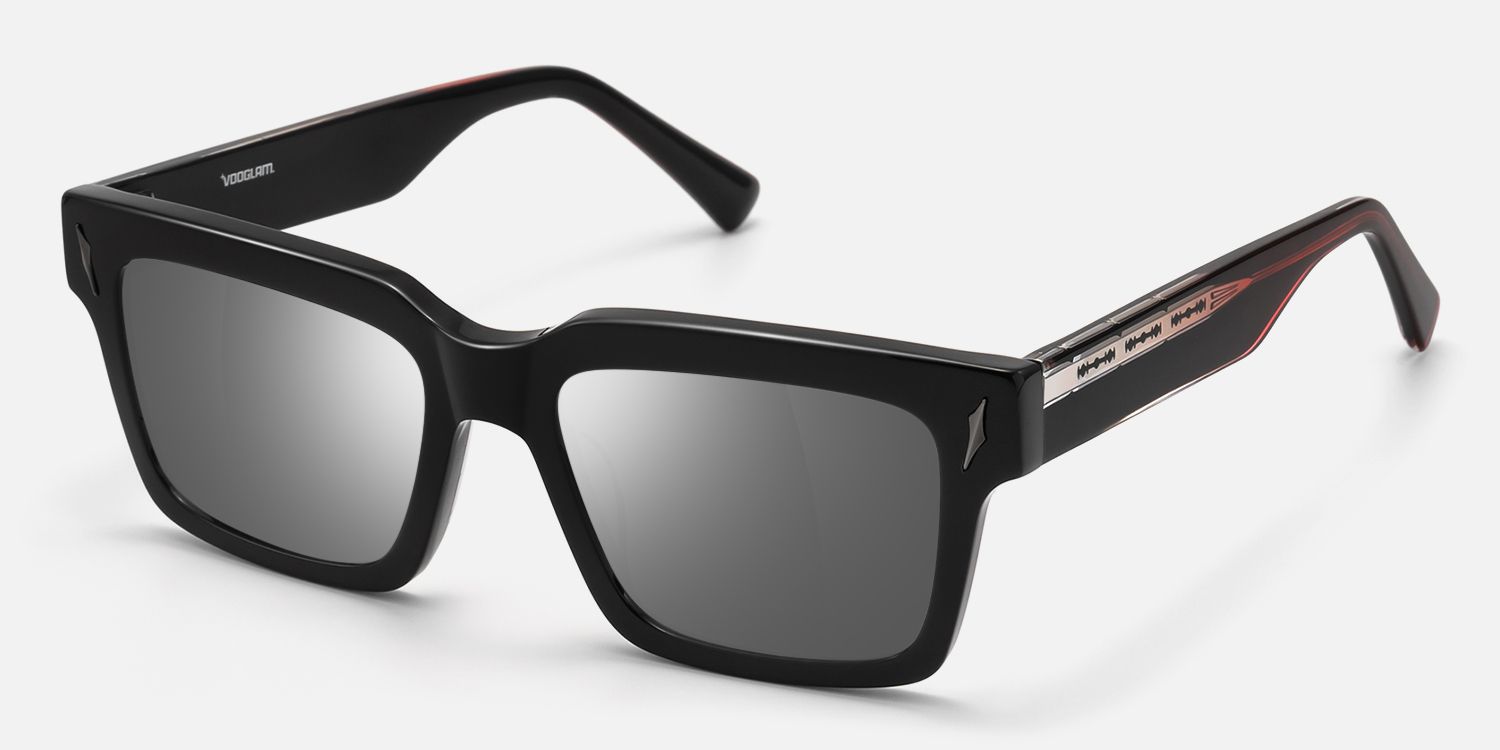 Razor - Dark Rimmed Mirror Sunglasses by Vooglam - Front View