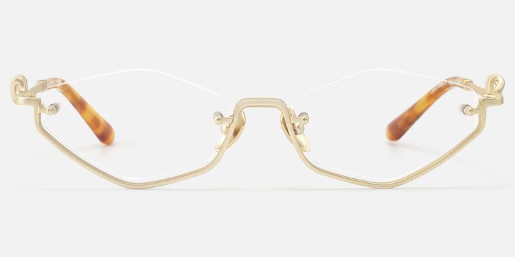 Niseko - Matte Brushed Gold Geometric Glasses by Vooglam