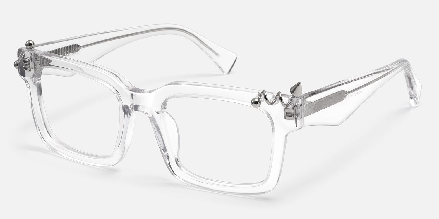Spike - Rectangle Transparent Eyeglasses by Vooglam - Front View