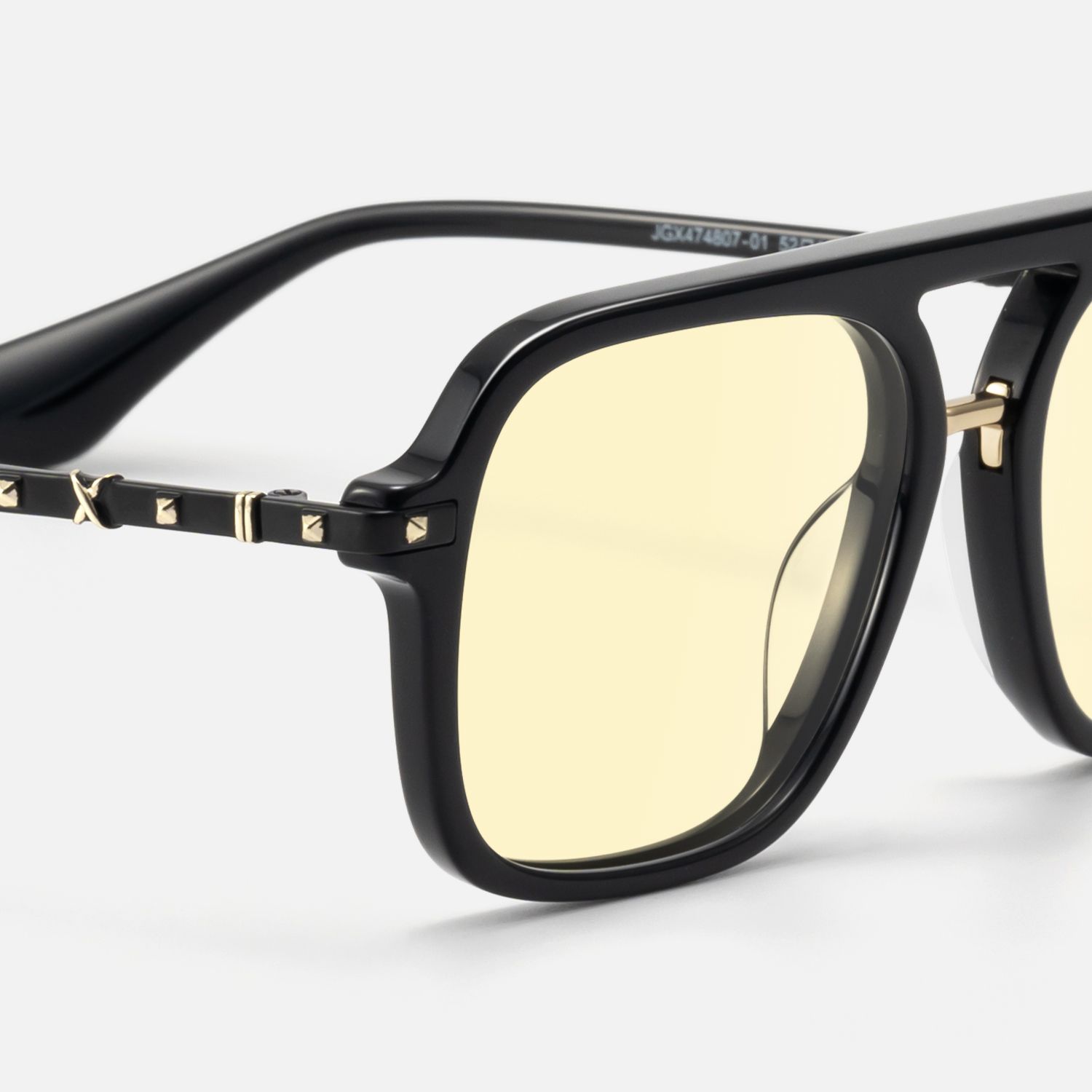Marfa - Black Yellow Tint Double Bridge Aviator by Vooglam - Design Details
