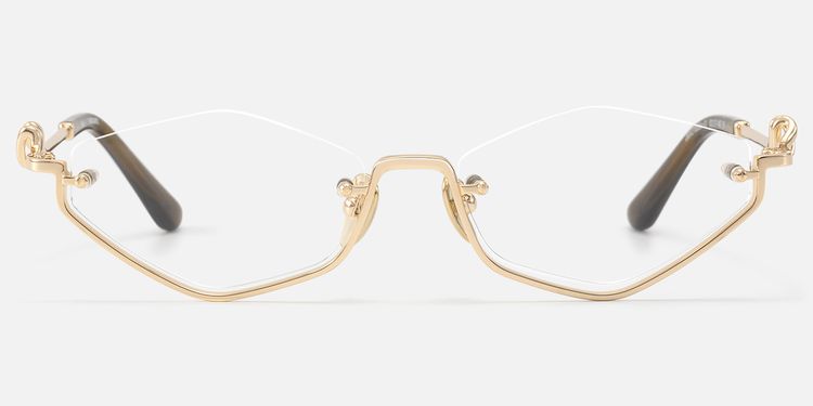 Niseko - Champagne Gold Octagon Half Rim Glasses by Vooglam