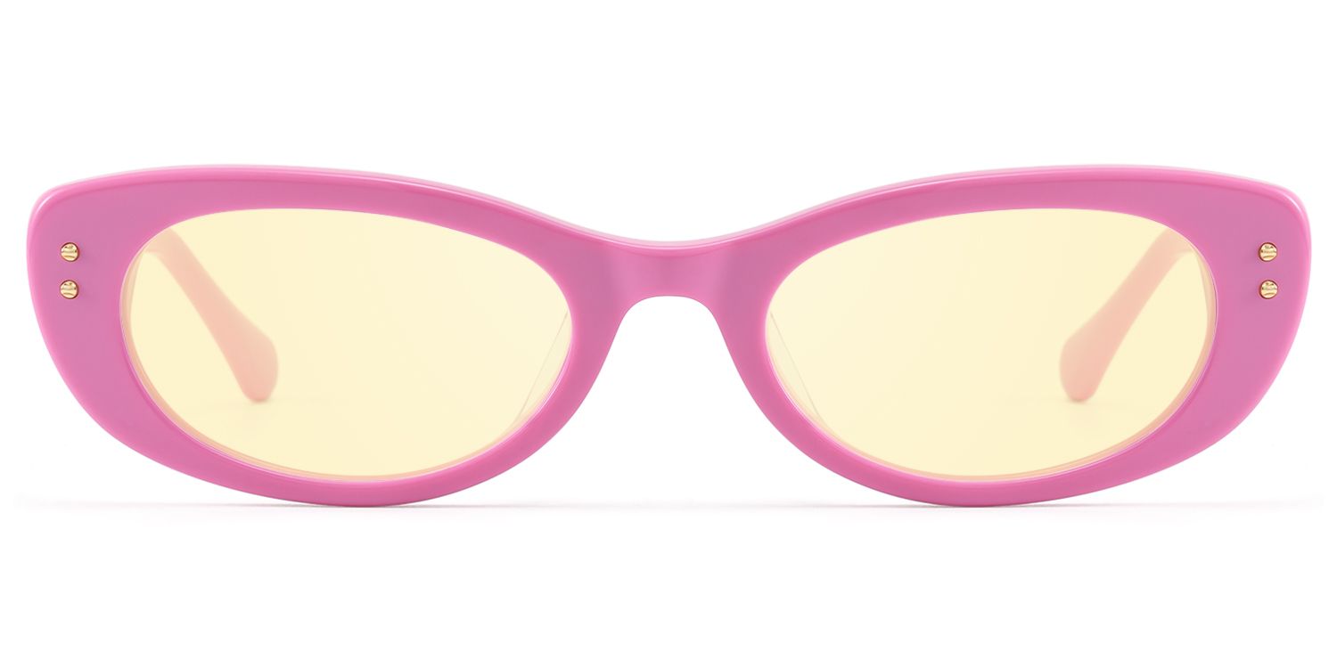 Ginza - Yellow Lens Pink Y2K Narrow Cat Eye Shades by Vooglam Product Details 1
