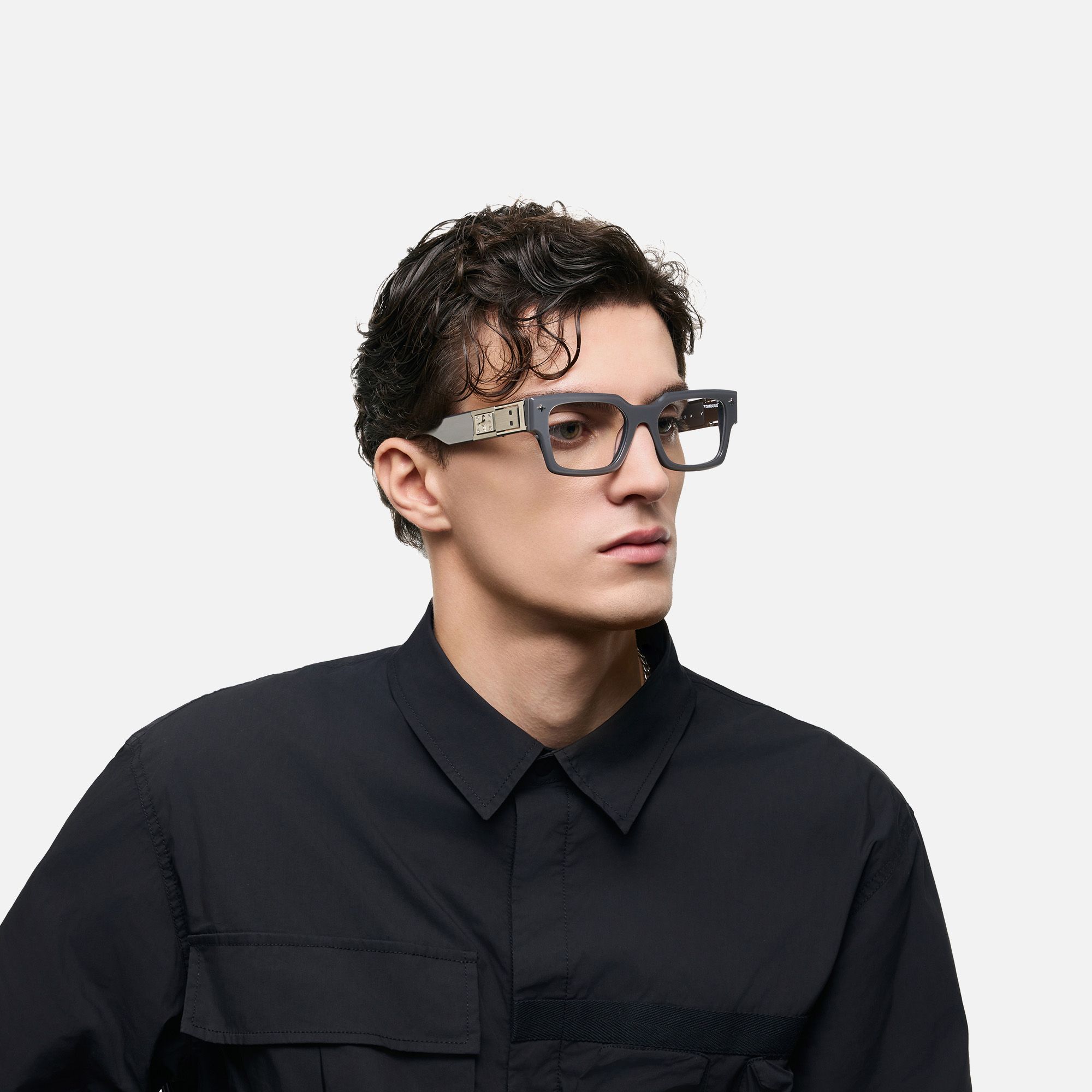 The Programmer - Chunky Silver USB Glasses by Vooglam - Model Side Profile