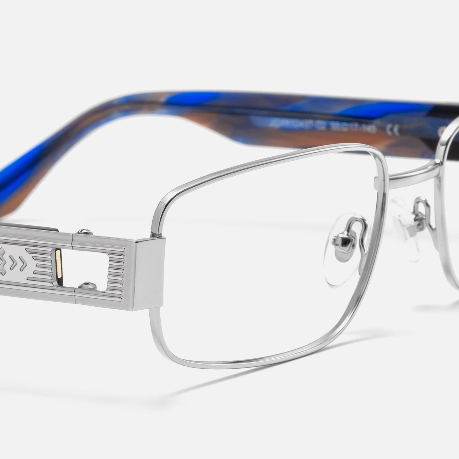 Cypher - Rectangle Silver Eyeglasses by Vooglam - Design Details