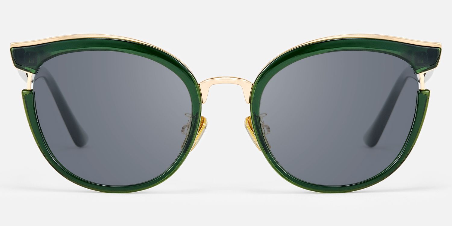 Retro Classic Hunter Green Sunglasses Cat Eye Shape by Vooglam - Angle View