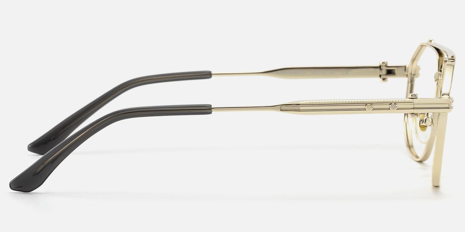 Ando - Gold Geometric Aviator Scale Glasses by Vooglam - Side View