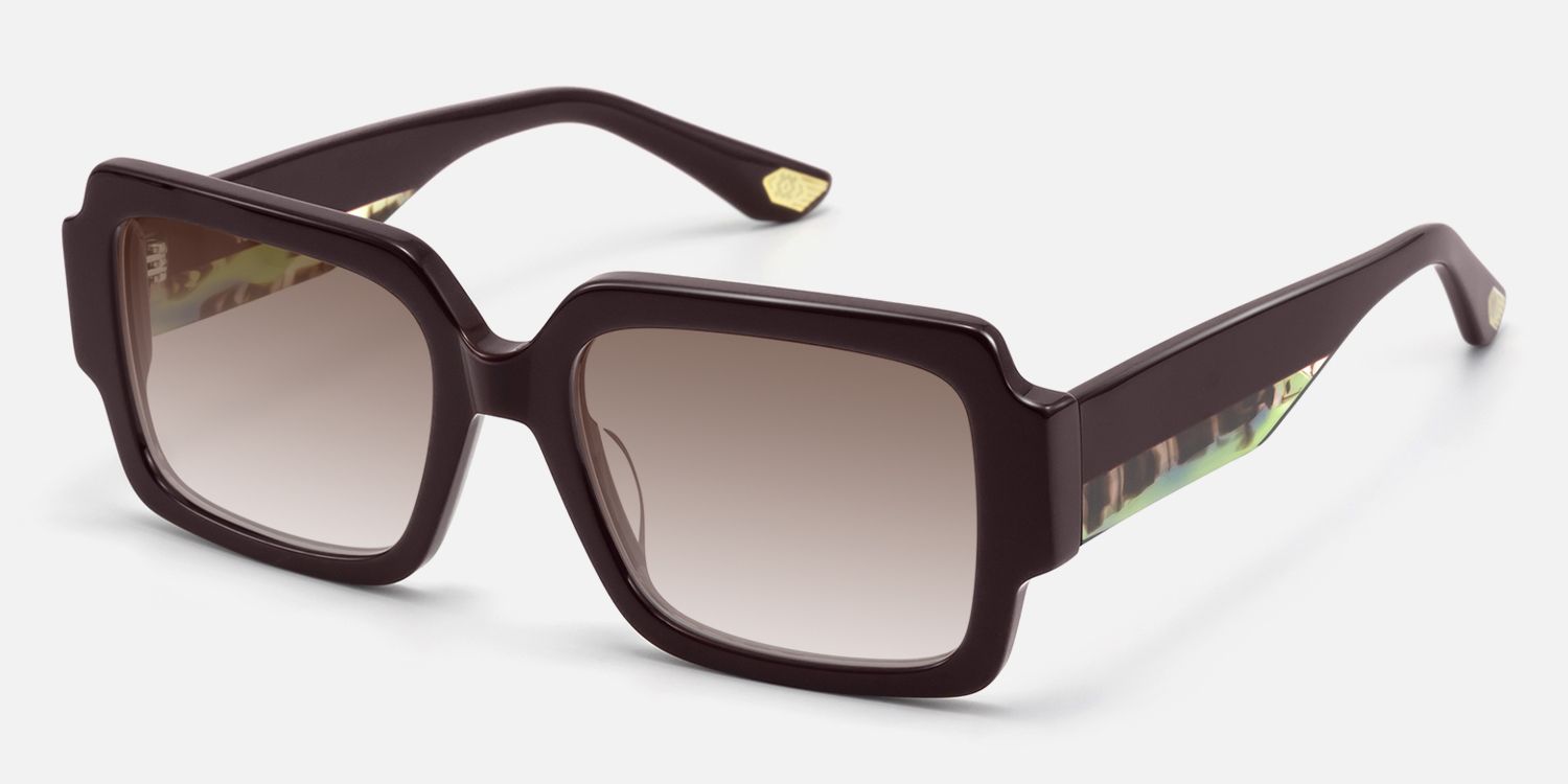 Axis - Burgundy Gradient Tint Sunglasses by Vooglam - Front View