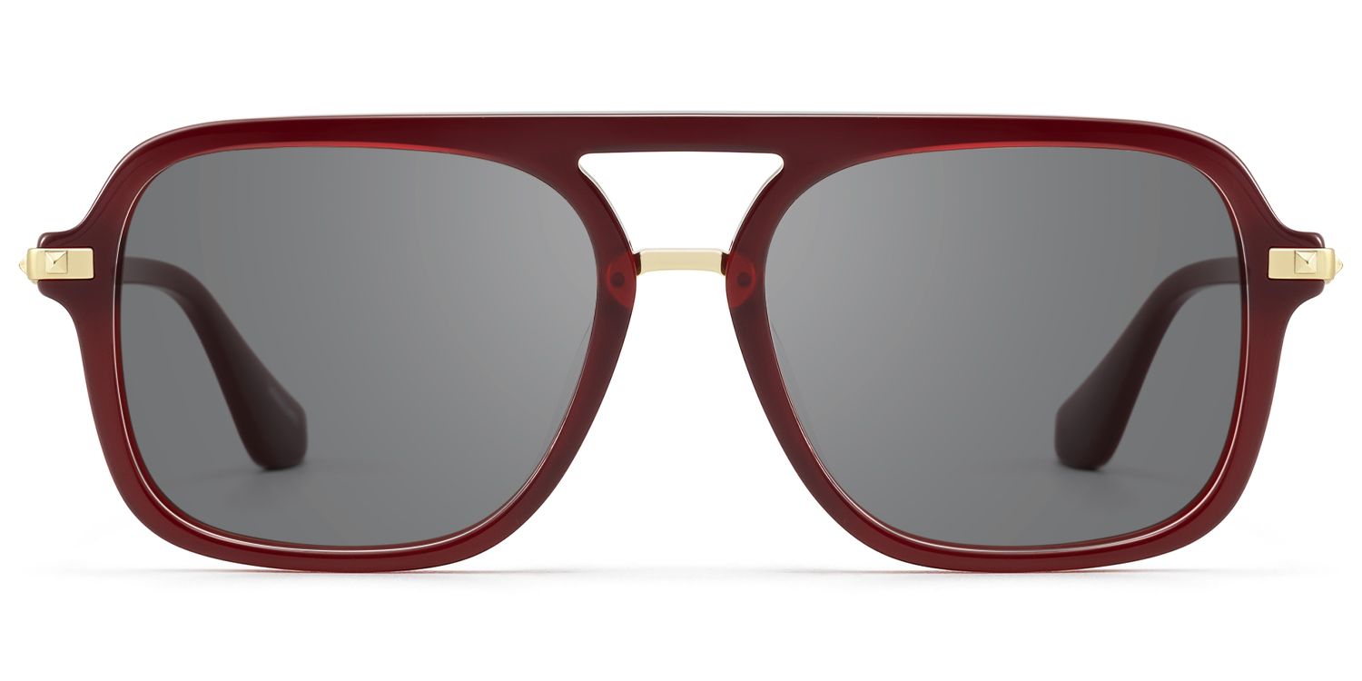 Marfa - Bold Red Frame Square Pilot Sunglasses by Vooglam Product Details 1