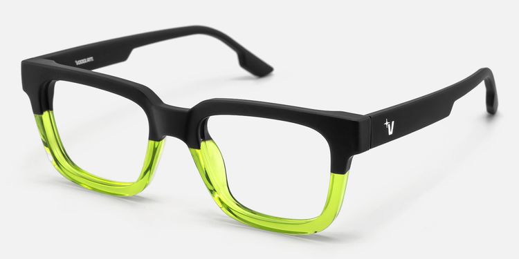 Strobe - Neon Green Matte Black Rectangle Glasses by Vooglam