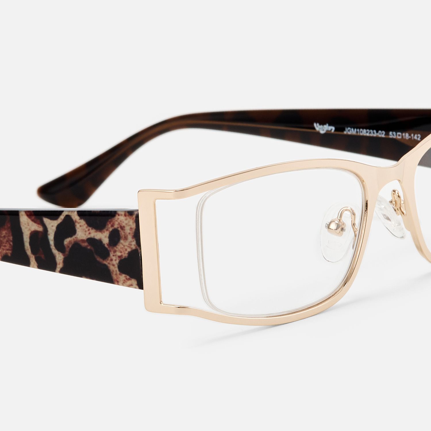 Elle - Rectangle Gold Eyeglasses by Vooglam - Design Details