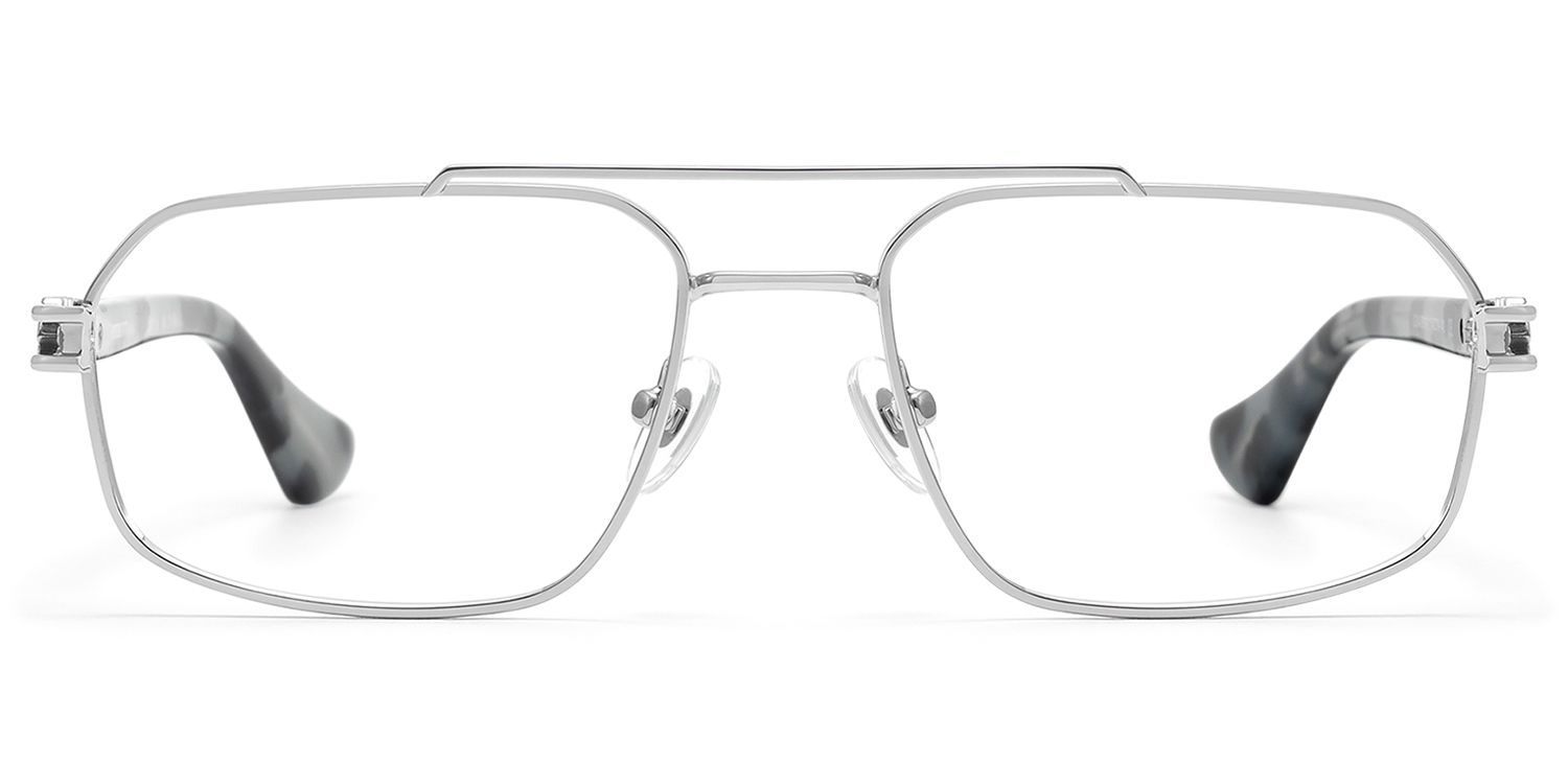 Lacey - Thin Metal Aviator Silver Glasses by Vooglam Product Details 1