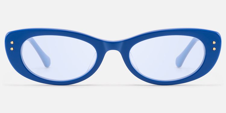 Ginza - Blue Tinted Acetate Narrow Cat Eye Shades by Vooglam