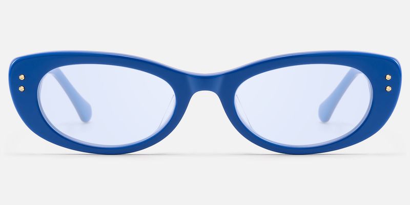 Ginza - Blue Tinted Acetate Narrow Cat Eye Shades by Vooglam
