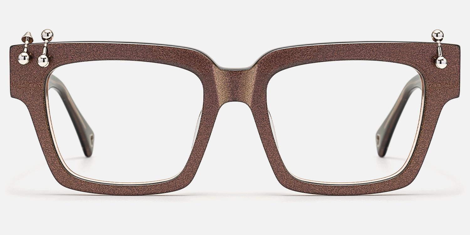 Pierce - Pearlescent Brown Pierced Punk Glasses by Vooglam - Angle View