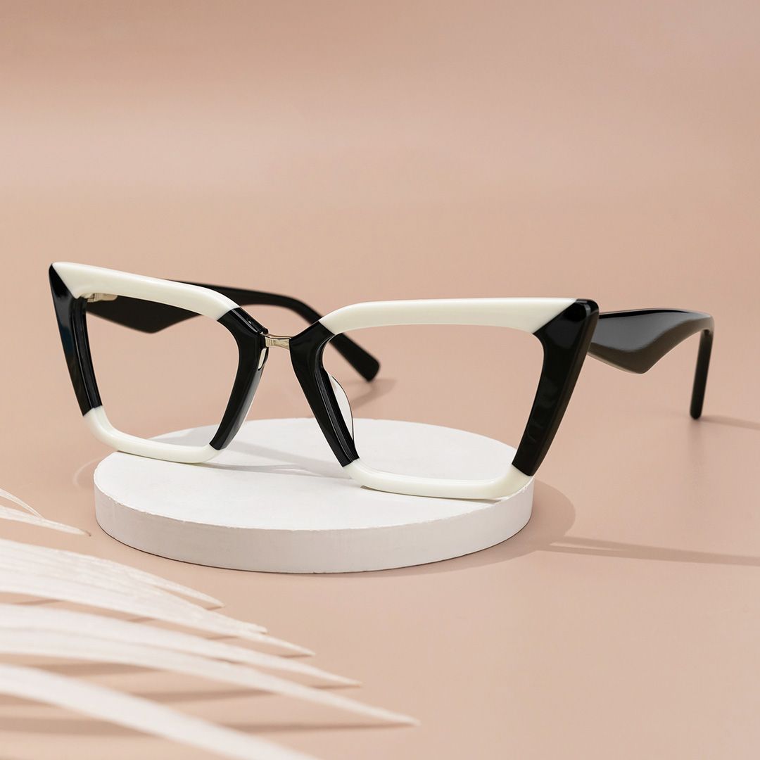 model wearing Petrie - Rectangle Two-tone Eyeglasses 1