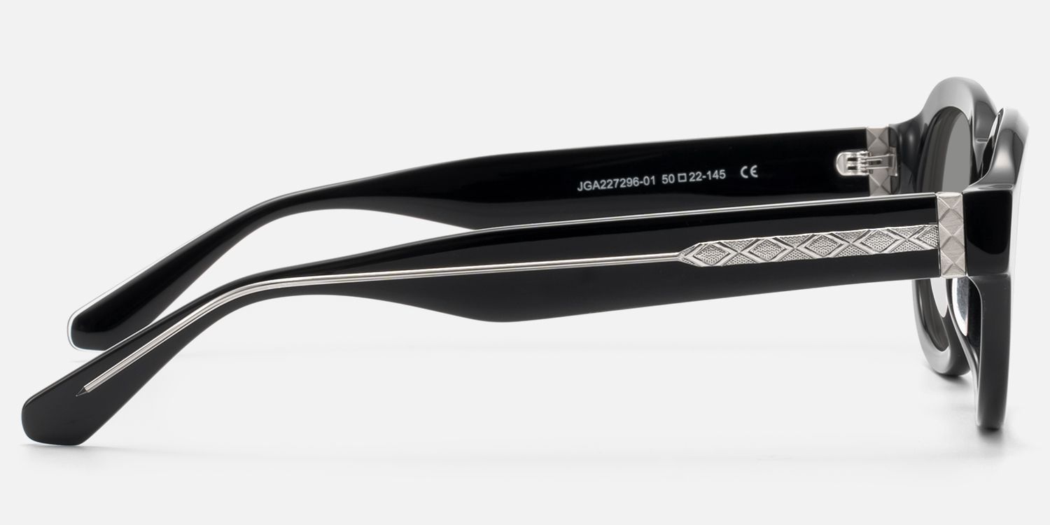 Eerie - Shiny Black Gray Tinted Diamond Sunnies by Vooglam - Side View