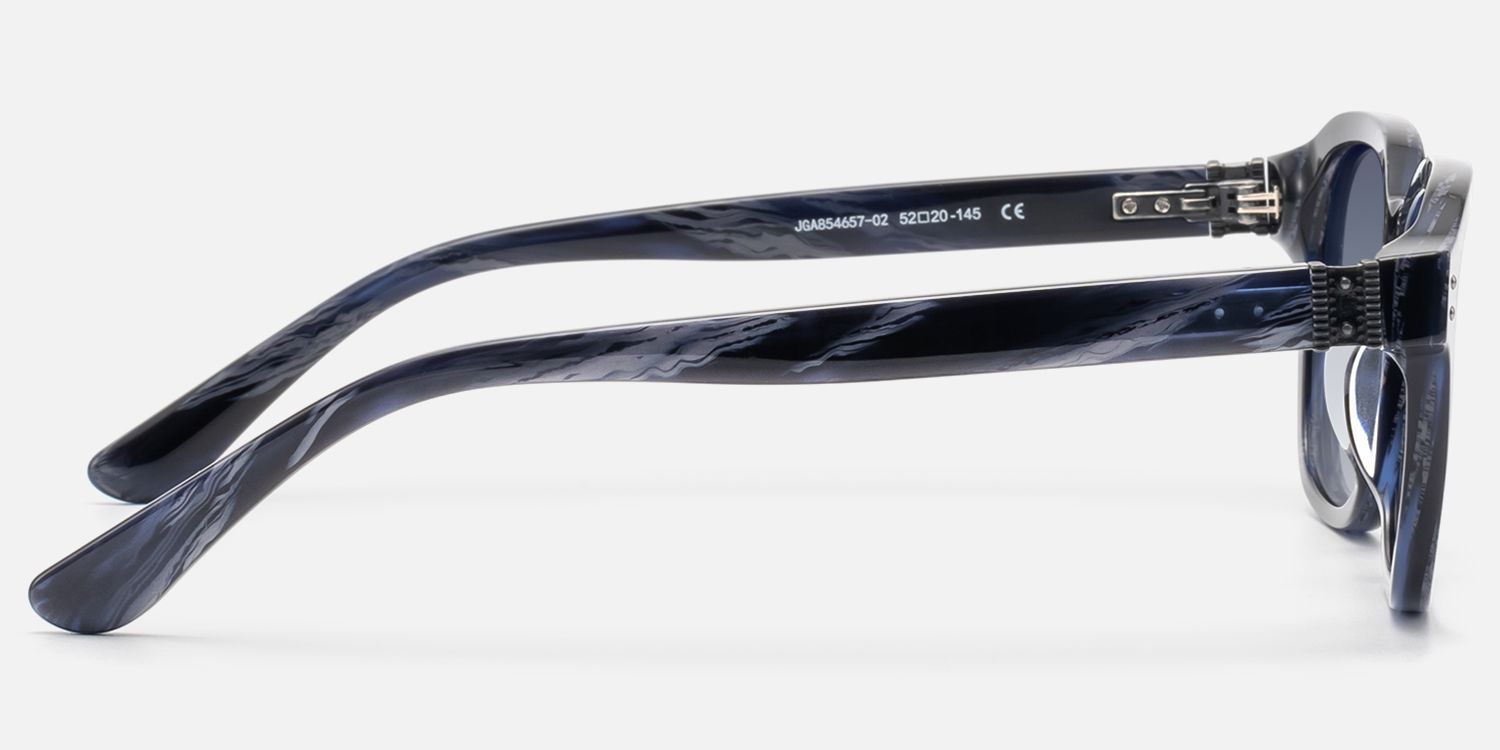 Rainier - Dark Blue Horn Gradient Lens Shades by Vooglam - Side View