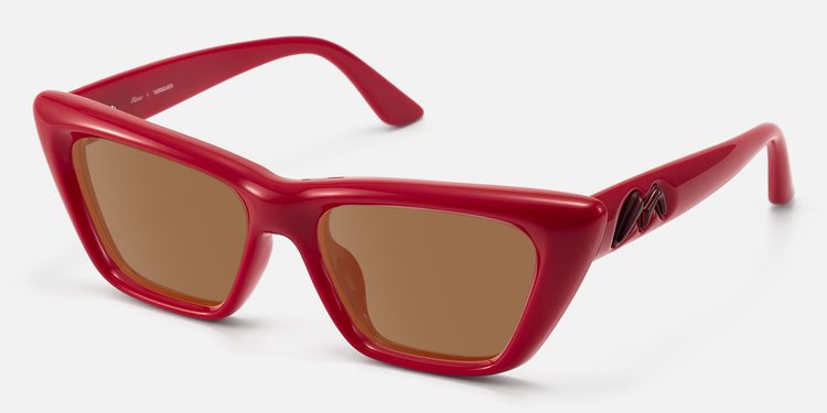 Meguro - Amber Tint TR90 Puffy Red Sunglasses by Vooglam