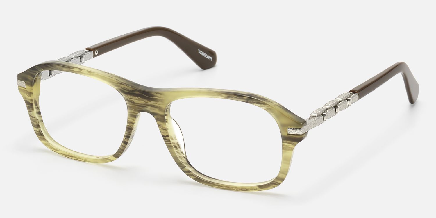 Albini - Clear Wood Grain Silver Chain Frames by Vooglam - Front View