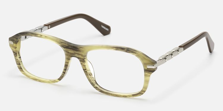 Albini - Clear Wood Grain Silver Chain Frames by Vooglam
