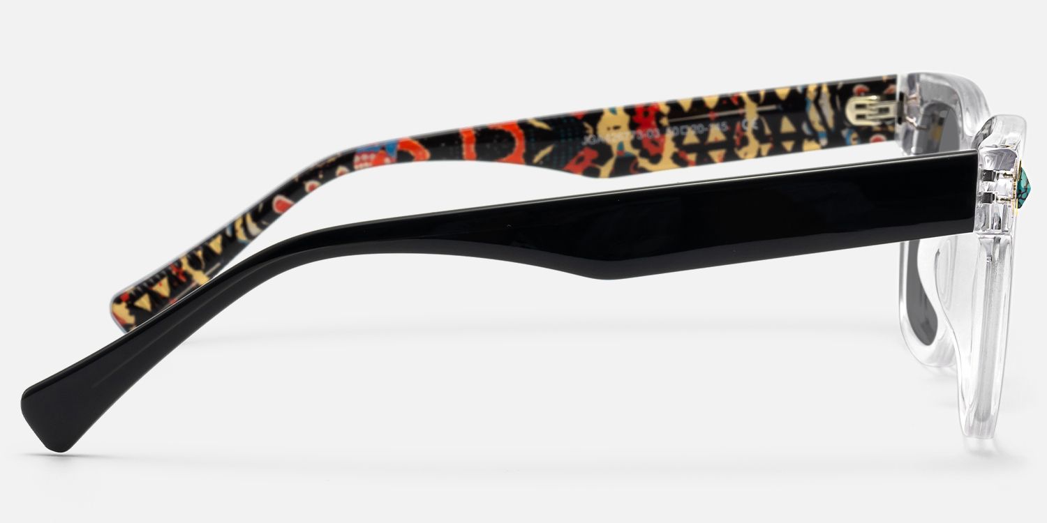 Adinkra - Turquoise Deco Square Clear Sunglasses by Vooglam - Side View