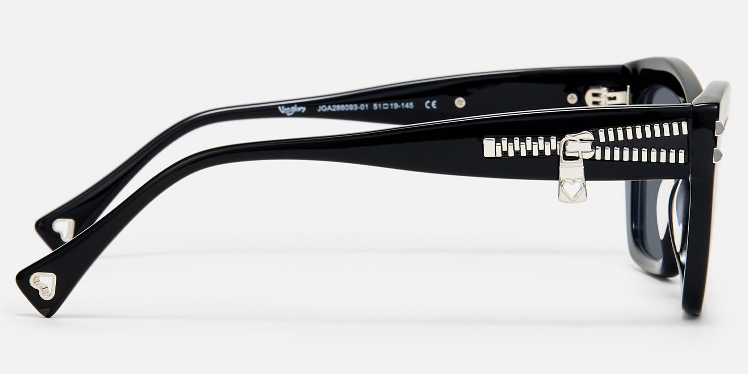 Manon - Zipper Spike Black Cat Eye Sunglasses by Vooglam - Side View