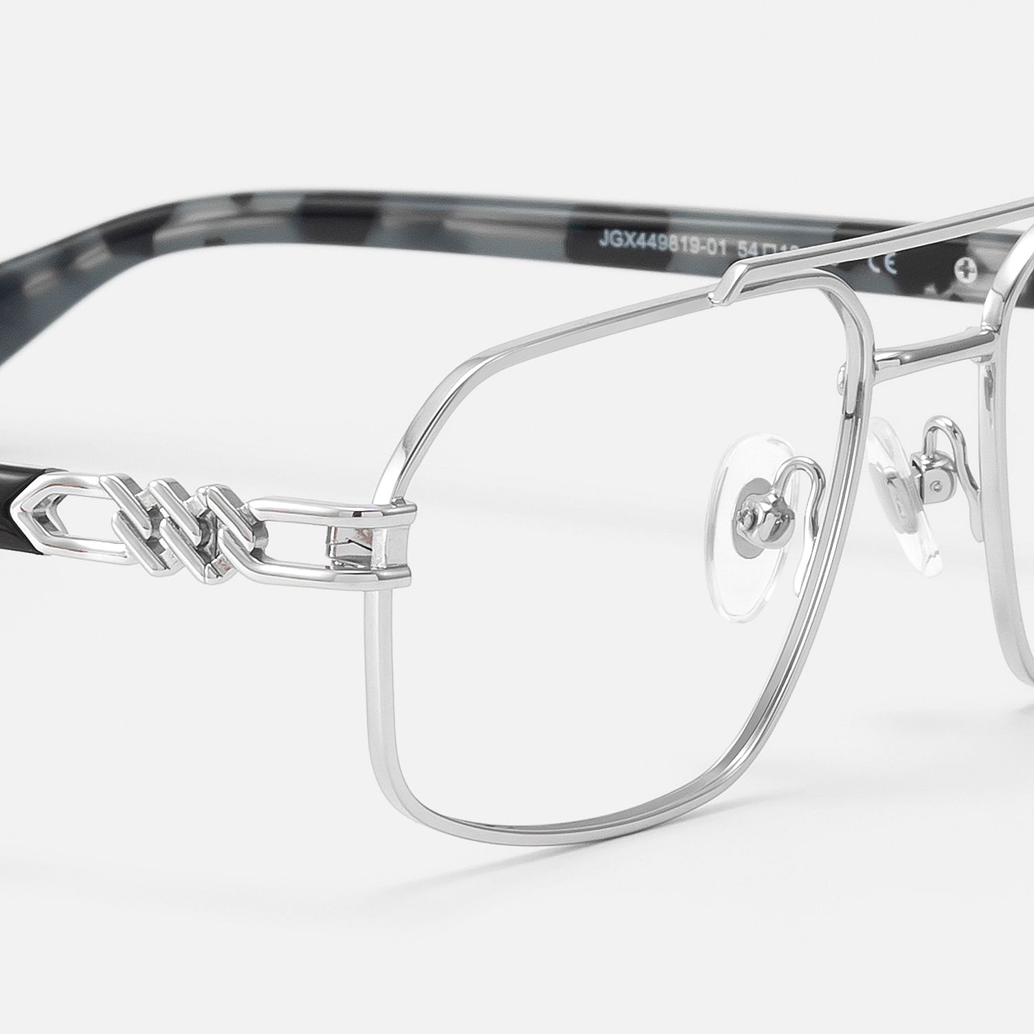 Lacey - Thin Metal Aviator Silver Glasses by Vooglam - Design Details