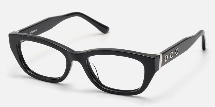 Riven - Solid Black Angular Cat Eye Frame by Vooglam