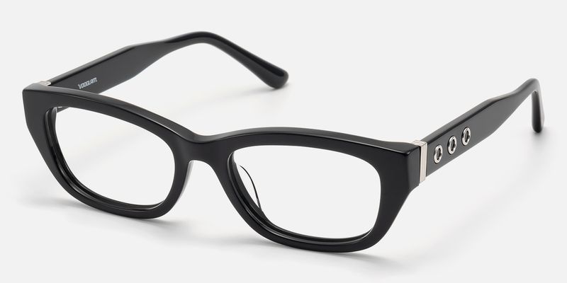 Riven - Solid Black Angular Cat Eye Frame by Vooglam