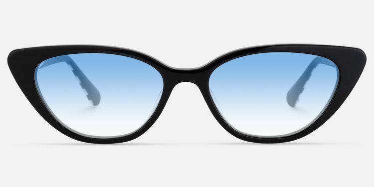 Harena - Black Cateye Blue Gradient Glasses by Vooglam