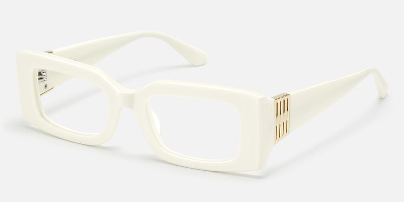 Aurelia - Off White Narrow Rectangle Glasses by Vooglam
