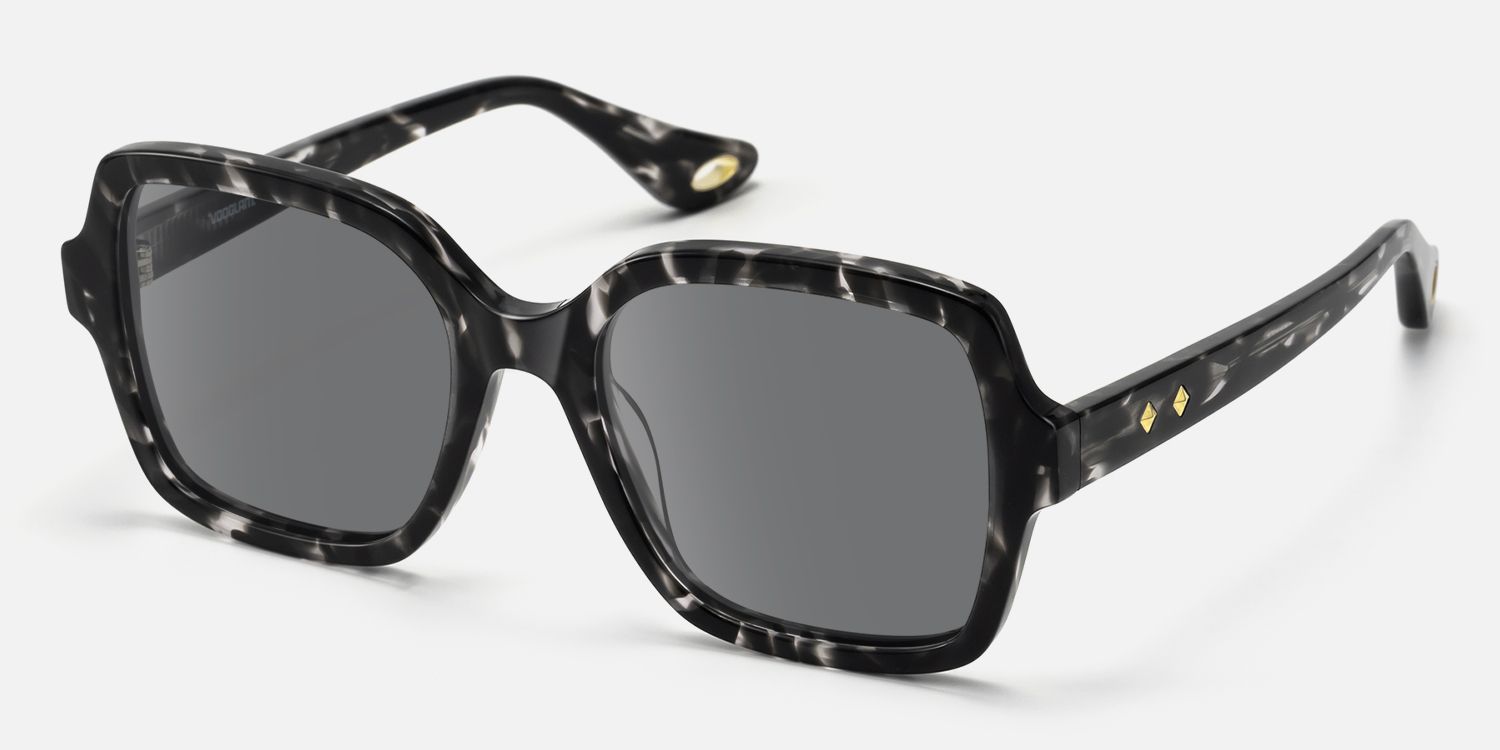 Meridian - Black Tortoise Shell Square Sunglasses by Vooglam - Front View