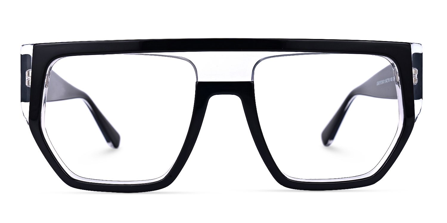 Inerney - Black Clear Flat Top Aviator Glasses by Vooglam Product Details 1