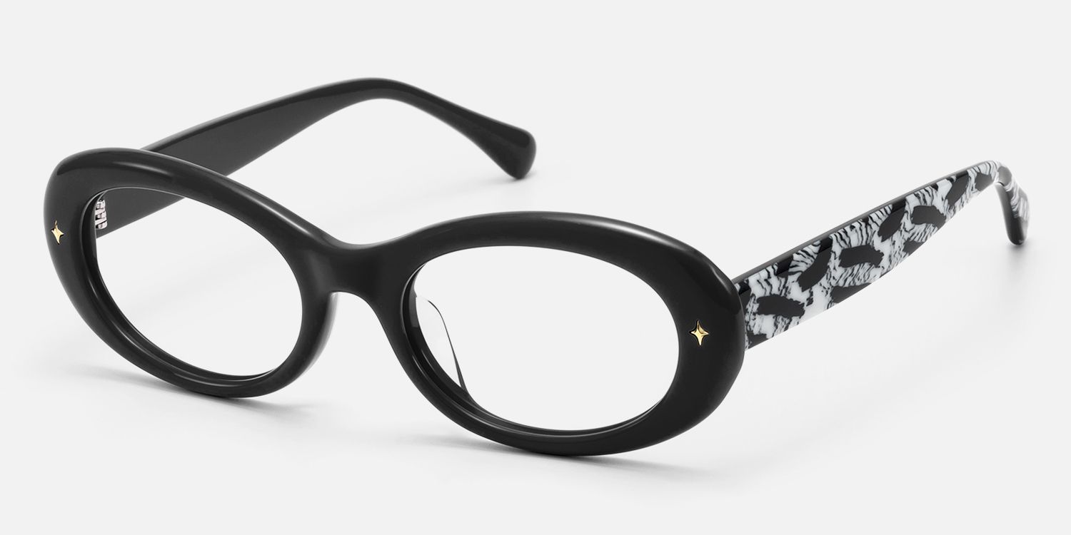 Vexa- Black Chunky Zebra Print Glasses by Vooglam - Front View