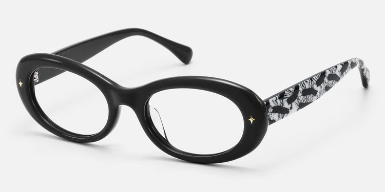 Vexa- Black Chunky Zebra Print Glasses by Vooglam