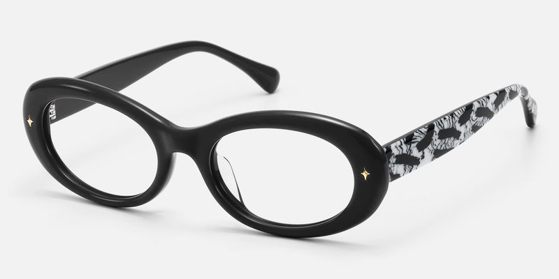 Vexa- Black Chunky Zebra Print Glasses by Vooglam