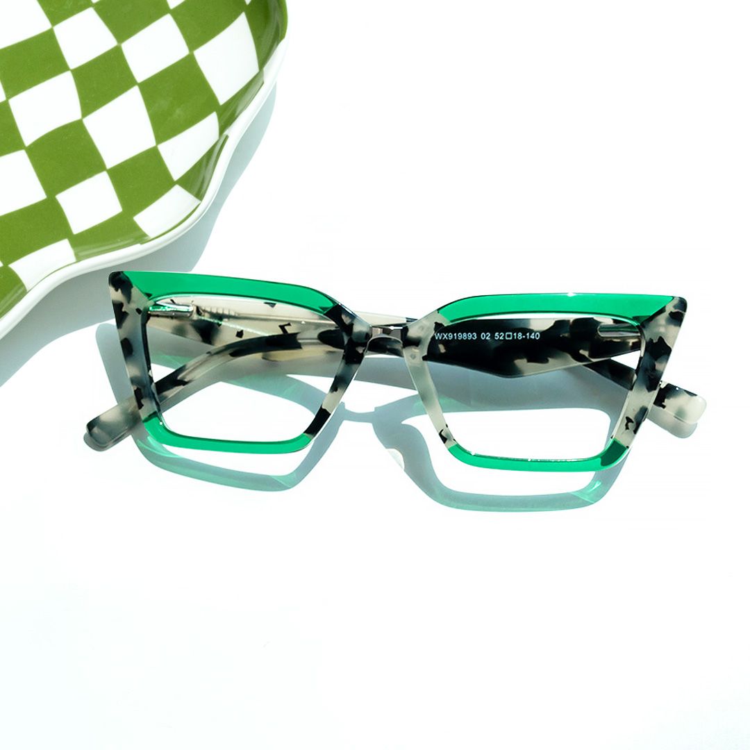 model wearing Petrie - Rectangle Green/Tortoise Two-tone Eyeglasses 1