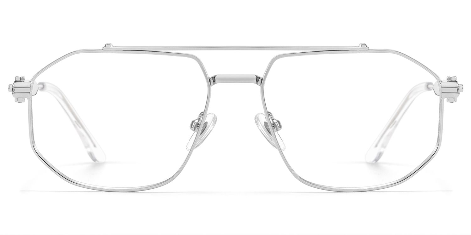 Ando-Chrome Silver Aviator Mechanical Glasses by Vooglam Product Details 1