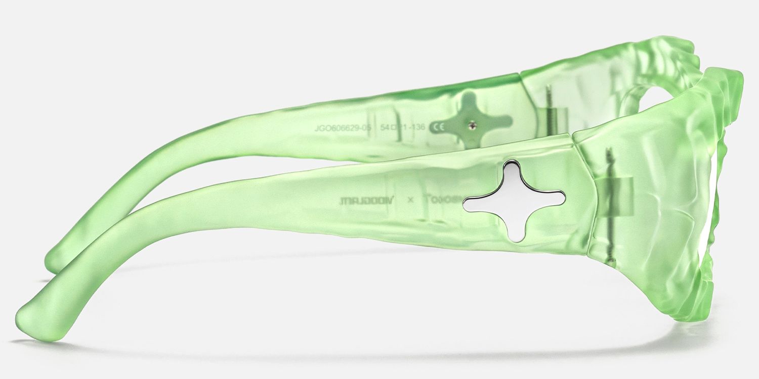 The Geologist - Clear Water Green Stone Glasses by Vooglam - Side View