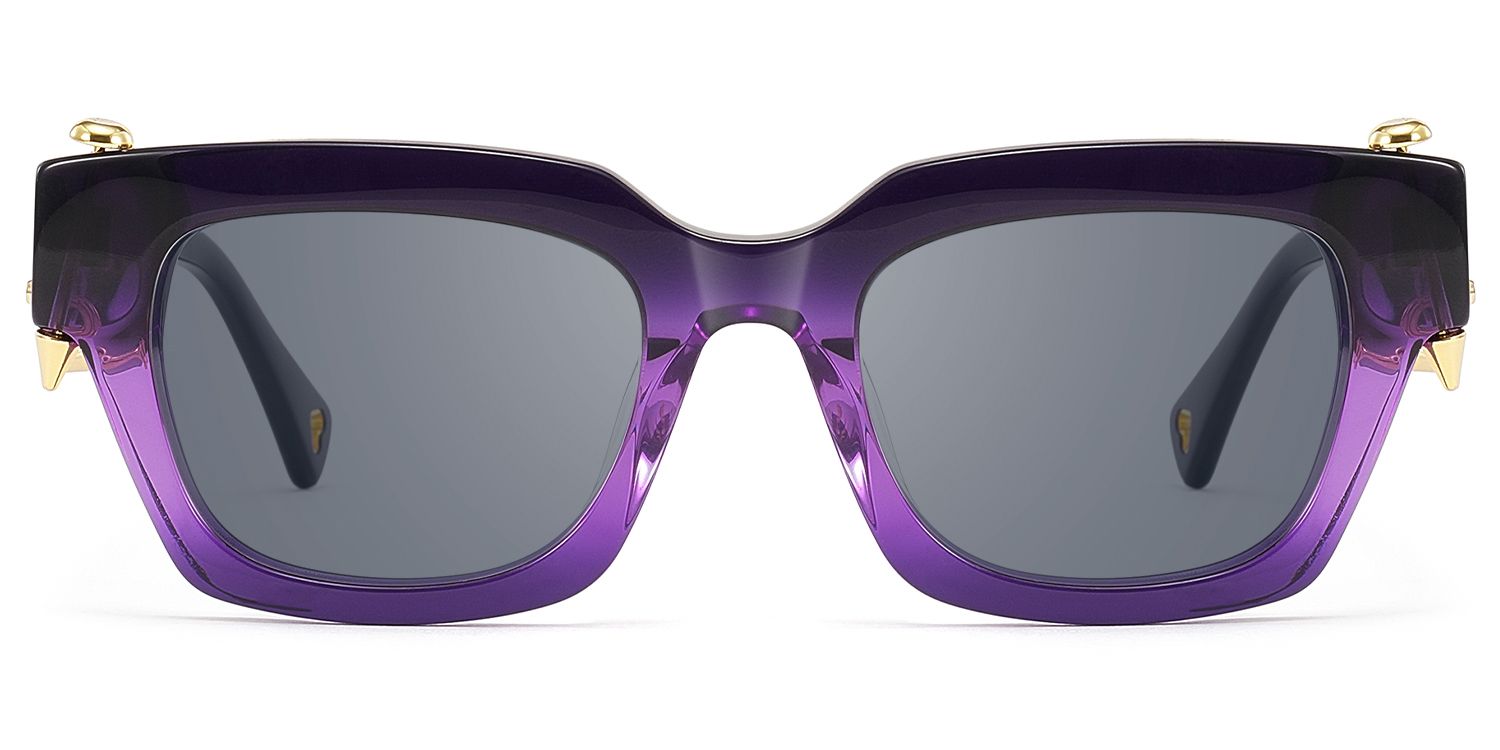 Sabrina - Gold Piercing Clear Purple Sunglasses by Vooglam Product Details 1