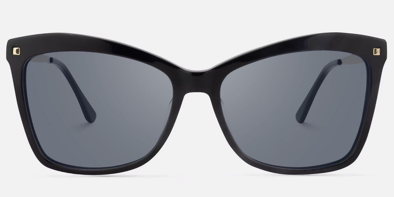 Libby - Black Gold Butterfly Large Sunglasses by Vooglam - Angle View