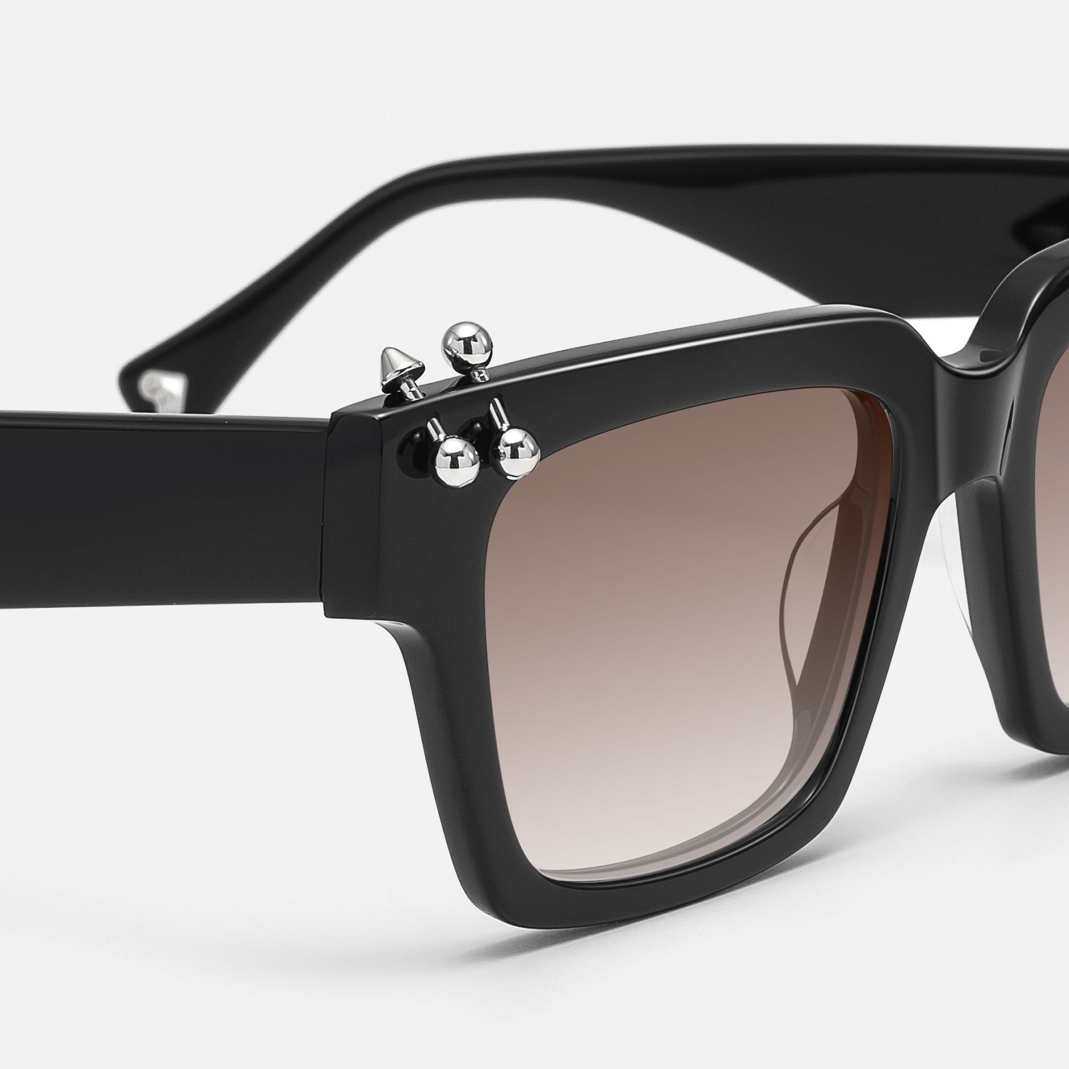 PIERCE - Black Pierced Square Gradient Sunglasses by Vooglam - Design Details