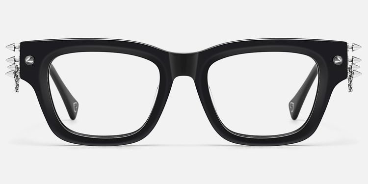 Stud-Gothic Punk Rock Stud Black Acetate Glasses by Vooglam