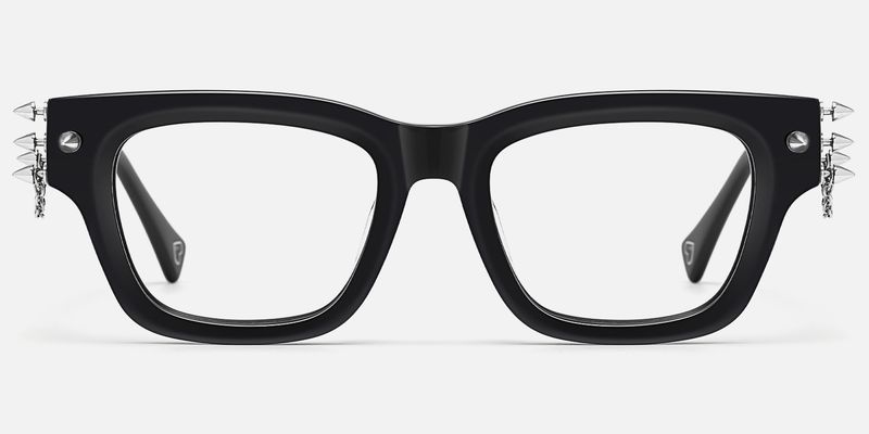 Stud-Gothic Punk Rock Stud Black Acetate Glasses by Vooglam